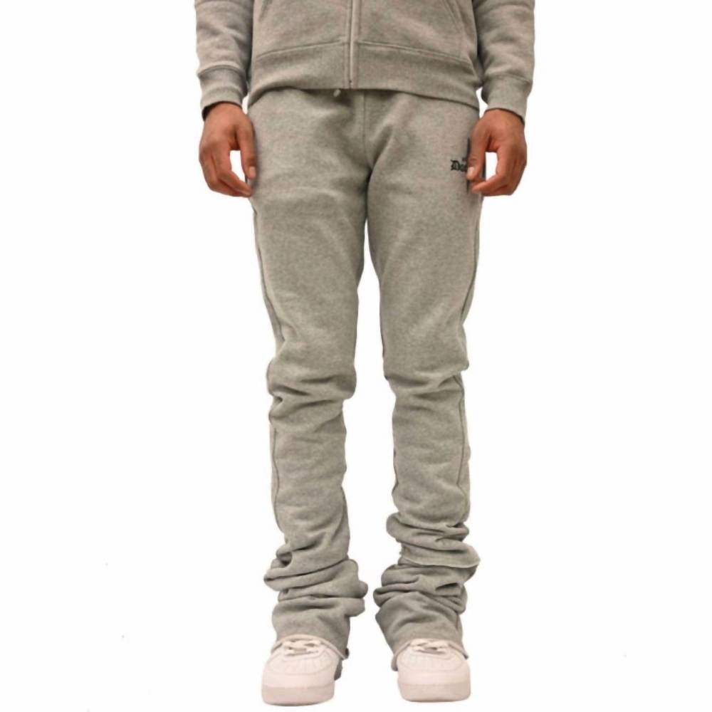 NEW DOCTRINE dagger stacked flared joggers pants in heather gray